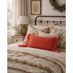 Macrame Style Crochet Pillow | Neutral Cozy Cottage Decor | Vintage Style Throw